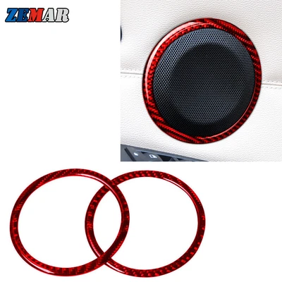Red Carbon Fiber Door Audio Speaker Cover Trim For BMW 3 Series E90 E92 2005-12 - Image 1 of 4