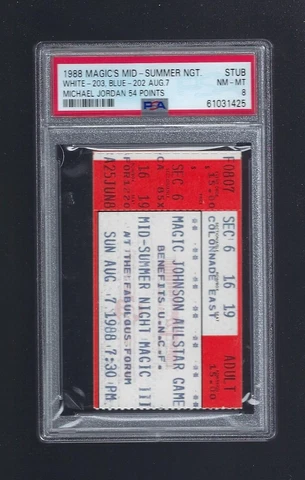 PSA 8 - MICHAEL JORDAN 54 Pts - 1988 NBA MID SUMMER NIGHT MAGIC FULL TICKET Cover