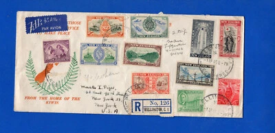 NEW ZEALAND TO USA, REGISTERED COVER, 1946 W/11 STAMPS, VF - Image 1 of 2