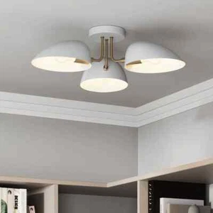 Modern 24" 3-Light Semi-Flush Mount Ceiling Light with Elegant White ShadeModern - Picture 1 of 6