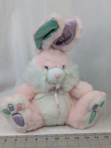Conejo Rosa Peluche Conejito Pascua Satén Orejas Pies 14 Pulgadas MTY Relleno Internacional - Imagen 1 de 10