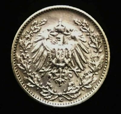 Antigua histórica - Moneda de media marca alemana de plata - Moneda de más de 100 años Foto 1 de 2