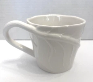 Starbucks 2008 Coffee Tea Mug Cup White Embossed Vine Stem Handle Leaf 10oz#1 - Picture 1 of 22