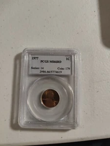 1977 Lincoln Cent PCGS MS 66 RD - Picture 1 of 2