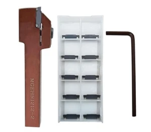 2MM Carbide Grooving Inserts + MGEHR 1212 Lathe Parting Grooving Cut-Off Tool - Picture 1 of 7