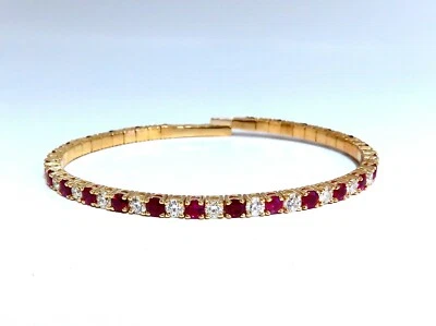 7.80ct natural round cut ruby diamonds bangle bracelet 14kt Flex - Image 1 of 4