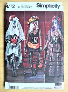 Simplicity Sewing Pattern #8772 Misses Day of The Dead Costume Size 6-14 Uncut - Picture 1 of 3