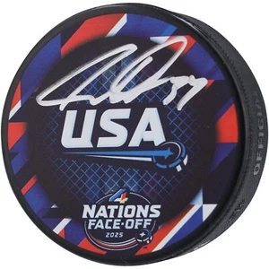 AUTOGRAPHED FANATICS AUSTON MATTHEW USA FOUR NATIONS CUP PUCK - Picture 1 of 1