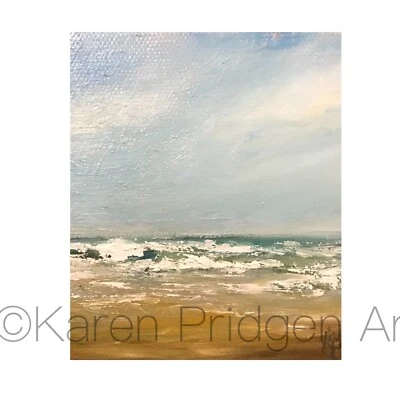 Tarjeta coleccionable de artista paisaje marino con impresión artística firmada por ACEO ATC “Ebb And Flow” Foto 1 de 3