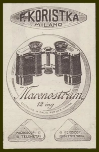 PUBBLICITA' 1918 BINOCOLO MARENOSTRUM 12 ING KORISTKA MARINA MILITARE MILANO - Picture 1 of 1