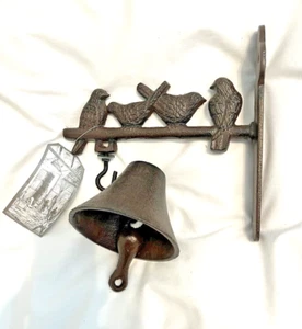 Campana Pájaros de Hierro Forjado, con Herrajes para Colgarla, Nuevo en Caja - Imagen 1 de 4