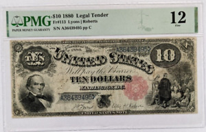 Series 1880 Large $10 Legal Tender US Jackass Note Fr# 113 Fine Repaired PMG F12