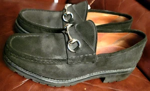 GUCCI Vintage Schwarz Wildleder Horsebit Herren Halbschuhe Hergestellt in Italien 8 D - Bild 1 von 24