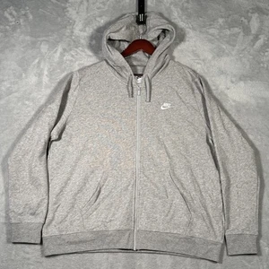 Nike Hoodie Womens 2XL Gray Full Zip Sweatshirt Athletic DQ5471-063 Club Fleece - Picture 1 of 9