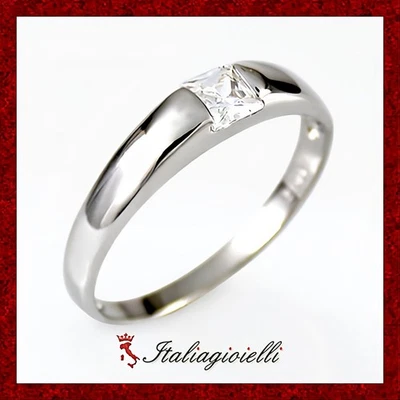 Elegante Anello Fedina in Argento 925 Rodiato Oro Bianco - Immagine 1 di 4