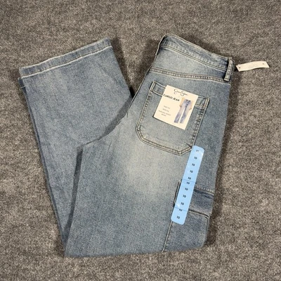 Pantalones de mezclilla para mujer Jessica Simpson cargo 10 32x30 tiro alto elásticos pierna ancha nuevos con etiquetas Foto 1 de 4