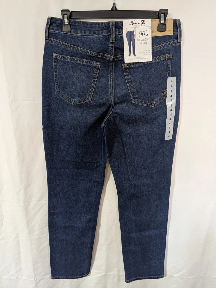 Y2K Seven7 Straight Skinny Jean Blue Denim High Rise Stretch Tummyless Mom Sz 10