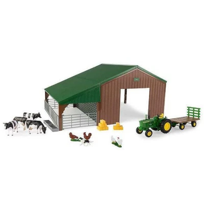 FARM BUILDING SET WITH JOHN DEERE TRACTOR AND ANIMALS 1:32 Britains Diorami Mode - Immagine 1 di 3