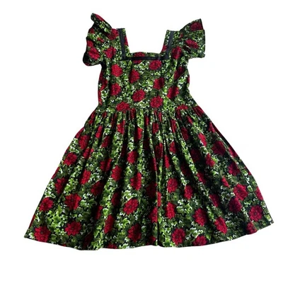 HANDMADE 1940s Style Mini Dress Red and Green Floral Women’s Approx Size Small - Image 1 of 4