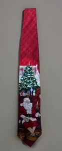 Vintage Hallmark Holiday Traditions Mens Christmas Neck Tie Silk Santa Made USA - Picture 1 of 5