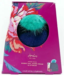 Joules Winter Bundle Bobble Hat Hand Cream And Lip Balm Gift Set - Picture 1 of 8