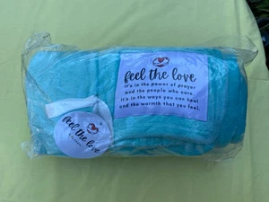 NEW IN PACKAGE, SOLSKEN HOME GET WELL/GRIEF Turquoise BLANKET FEEL THE LOVE - Picture 1 of 3