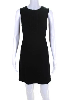 Andrew Gn Womens Embroidered Trim Sleeveless Zippered Shift Dress Black Size 38 - Image 1 of 4