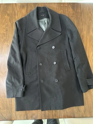 Abrigo de lana de doble botonadura THEORY ciruela profunda para hombre Foto 1 de 4