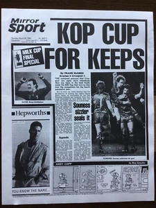 POSTER/NEWSPAPER PAGE ,29th MARCH 1984 LIVERPOOL WIN MILK CUP 4th YEAR IN A ROW - Picture 1 of 24