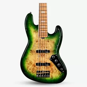 SQOE SJB750 Roasted Maple Series Jazz Bass Guitar SJB 750 Moss Green Fade - Picture 1 of 2