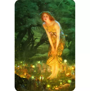 Letrero de metal de hadas 8x12 anillo de víspera de verano criada fantasía Edward Hughes arte verde - Imagen 1 de 2