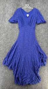 Rabbit Rabbit Rabbit Designs Crocheted Lined Blue Dress Women’s 6 - Picture 1 of 12