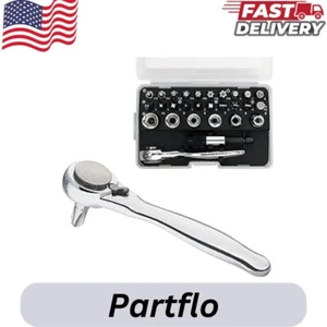 1/4 Mini Ratchet Set 28pcs, Metric Socket Set, 72 Tooth Small Ratchet - Picture 1 of 1