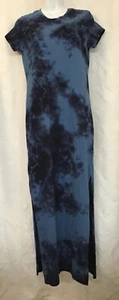 Sundry Dress Long Navy Tie Dyed Short-Sleeved Side Slits Cotton Nwt Size 0/xs - Picture 1 of 8