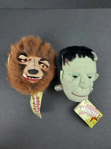 UNIVERSAL MONSTERS WOLFMAN FRANKENSTEIN SCREAMERS Head Plush Set w/ Tag NEW - Picture 1 of 12