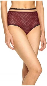 Else 168565 Womens Scalloped Edge Mesh High Waist Brief Berry Size X-Small - Picture 1 of 3