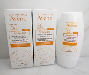 AVENE SOLAIRE UV SPF50 MINERAL MULTI DEFENSE SUNSCREEN FLUID 1.7OZ 2PC EXP:11/25 - Picture 1 of 4