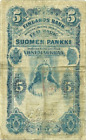 FINLAND UNDER IMPERIAL RUSSIA 1897 5 MARKKAA ~ P-2 ~  SCARCE TYPE NICE NOTE