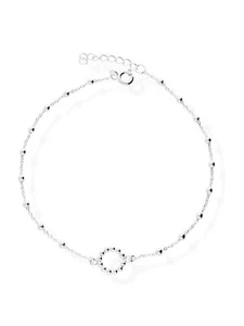925 Silber Fußkette Kugelring Charm Damen Fußband Fußkettchen Fk28 - Picture 1 of 3