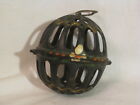 Vintage Cast Iron Ornament Ball Holder Small Round Painted 2 Part Cage