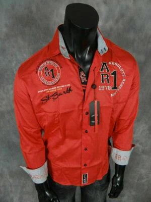 Camisa Para Hombre ABSOLUTE REBELION Roja Bordada AR1 Botón Delantero Foto 1 de 4