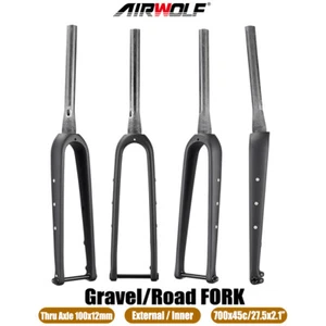 AIRWOLF T1100 Carbon Gravel Rigid Fork 700x45c Road Bike Front Fork 12x100mm TR - Picture 1 of 13