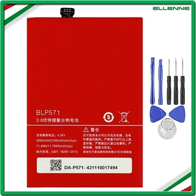 ✅BATTERIA PER ONEPLUS BLP571 PER ONE 1 PLUS 1+ 3100MAH RICAMBIO +KIT ATTREZZI ✅ - Immagine 1 di 4