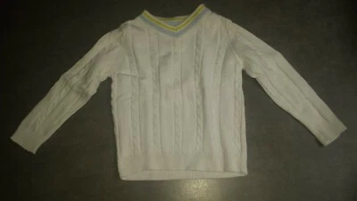 Jacadi 4 岁白色扭转毛衣 100% 棉男孩状况良好 — 第 1/3 张图片