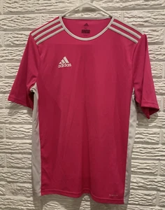 ADIDAS Girl's XL ClimaLite Pink White Athletic Short Sleeve Shirt Polyester*Flaw - Picture 1 of 10