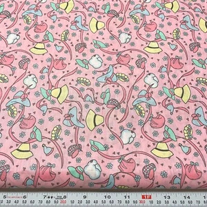 Vintage Precious Moments Spectrix Hats on Pink Cotton Fabric by the HALF YARD - Picture 1 of 2