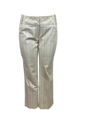 Pantalones de mujer Bandolino elásticos a rayas blancos verdes mezcla de algodón rectos talla 6 Foto 1 de 4