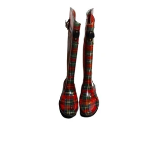 RALPH LAUREN  FARM TALL PLAID PVC ROSSALYN II RAIN BOOTS  SIZE 10B - Picture 1 of 7