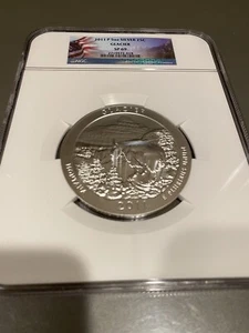 2011 P 5 OZ SILVER 25C GLACIER NGC SP 69 - Picture 1 of 2