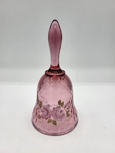 Vintage Fenton Hand Painted Pink Glass Bell signed by Marilyn Wagner - Picture 1 of 3